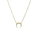 925 Silver Moon Charm Cz Horn Pendant Necklace