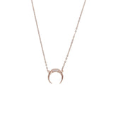 925 Silver Moon Charm Cz Horn Pendant Necklace