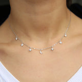 925 Silver Moon Star Necklace Choker Women Jewelry