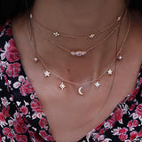 925 Silver Moon Star Necklace Choker Women Jewelry