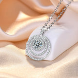 925 Silver 3 Layer Zircon Pendant Necklace Women CZ Chain