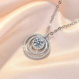 925 Silver 3 Layer Zircon Pendant Necklace Women CZ Chain