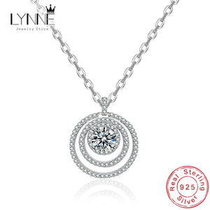 925 Silver 3 Layer Zircon Pendant Necklace Women CZ Chain