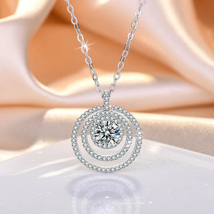 925 Silver 3 Layer Zircon Pendant Necklace Women CZ Chain
