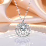 925 Silver 3 Layer Zircon Pendant Necklace Women CZ Chain
