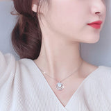 925 Silver 3 Layer Zircon Pendant Necklace Women CZ Chain