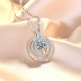 925 Silver 3 Layer Zircon Pendant Necklace Women CZ Chain