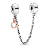 925 Sterling Silver Family Heart Safety Chain Charm