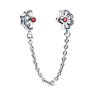 925 Sterling Silver Family Heart Safety Chain Charm