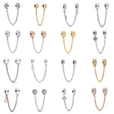 925 Sterling Silver Family Heart Safety Chain Charm