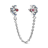 925 Sterling Silver Family Heart Safety Chain Charm