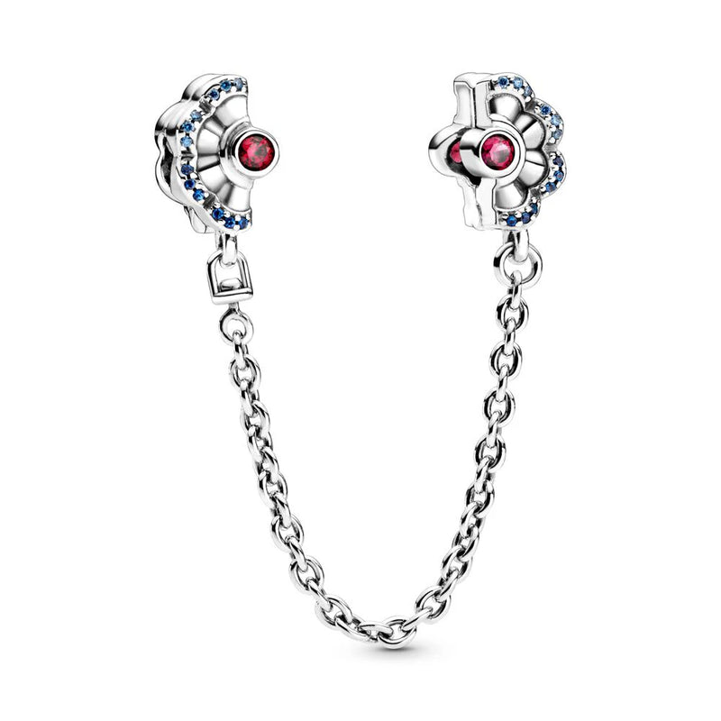 925 Sterling Silver Family Heart Safety Chain Charm