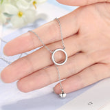 925 Silver Jingling Bell Tassels Circle Necklace Pendant Women's Jewelry