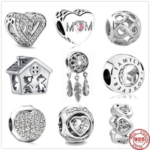 925 Sterling Silver Family Dream Catcher Bead Charm Pendant for Bracelets