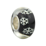 925 Silver Glass Snowflake Charm Bead for Bracelet