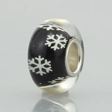 925 Silver Glass Snowflake Charm Bead for Bracelet