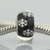 925 Silver Glass Snowflake Charm Bead for Bracelet