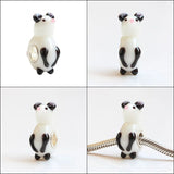 925 Sterling Silver 3D Mouse Snowman Pig Dear Charm Glass Beads