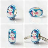 925 Sterling Silver 3D Mouse Snowman Pig Dear Charm Glass Beads