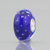 925 Sterling Silver 3D Flowers Glass Bead European Charm