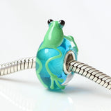 925 Silver Large Hole 3D Flowers Frog Charm Beads