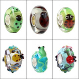 925 Silver Large Hole 3D Flowers Frog Charm Beads