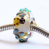 925 Silver Large Hole 3D Flowers Frog Charm Beads