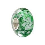 925 Silver 3D Colorful Green Flowers Glass Charm Bead