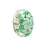 925 Silver 3D Colorful Green Flowers Glass Charm Bead