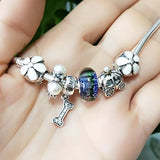 925 Silver Large Hole 3D Flowers Star Glass Beads for European Bracelet