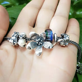 925 Silver Large Hole 3D Flowers Star Glass Beads for European Bracelet