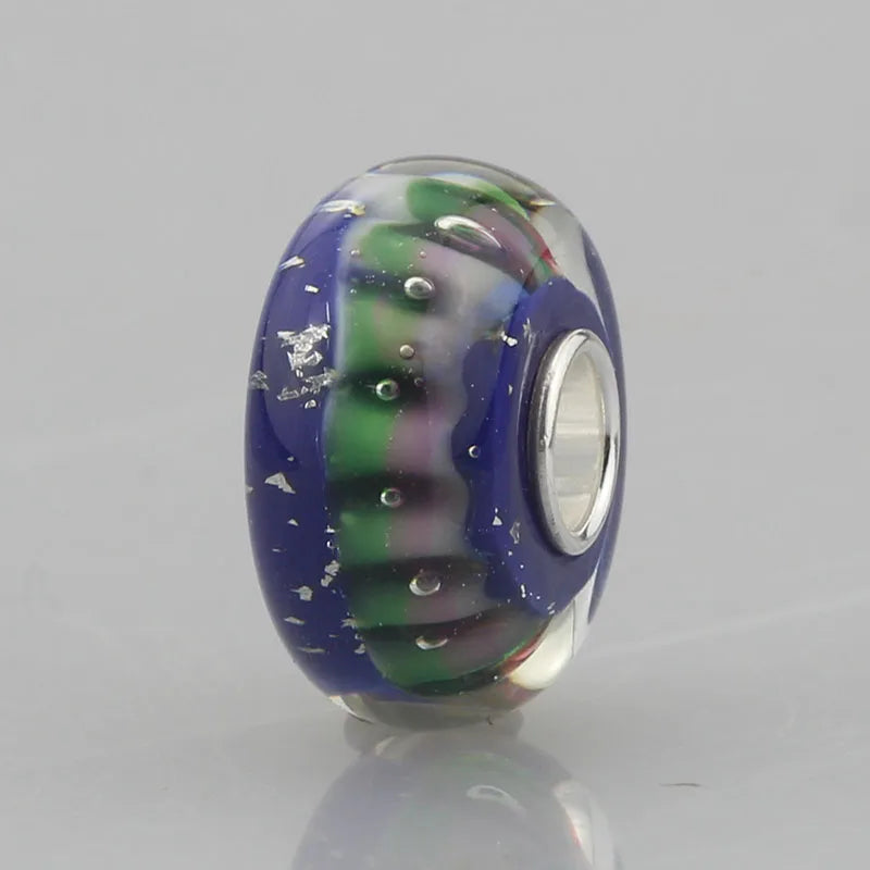 925 Silver Large Hole 3D Flowers Star Glass Beads for European Bracelet