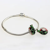 925 Silver Colorful 3D Animal Frog Glass Charm Beads