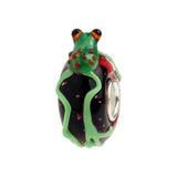 925 Silver Colorful 3D Animal Frog Glass Charm Beads