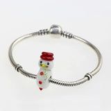 925 Silver Christmas Snowman Glass Charm Bead for European Bracelet