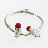 925 Silver Christmas Snowman Glass Charm Bead for European Bracelet