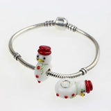 925 Silver Christmas Snowman Glass Charm Bead for European Bracelet
