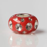 925 Silver Large Hole 3D Pink Glass Charm Beads for Bracelet