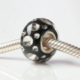 925 Silver Large Hole 3D Pink Glass Charm Beads for Bracelet