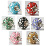 925 Silver Large Hole 3D Pink Glass Charm Beads for Bracelet