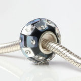 925 Silver Large Hole 3D Square Charm Glass Beads for Bracelet