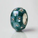 925 Silver Large Hole 3D Square Charm Glass Beads for Bracelet