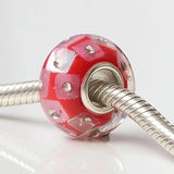 925 Silver Large Hole 3D Square Charm Glass Beads for Bracelet