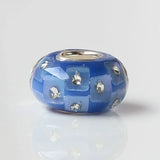 925 Silver Large Hole 3D Square Charm Glass Beads for Bracelet