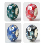 925 Silver Large Hole 3D Square Charm Glass Beads for Bracelet