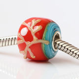 925 Silver Large Hole 3D Flowers & Tree Glass Charm Beads - European Bracelet