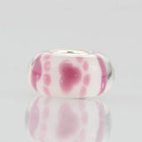 925 Silver Large Hole 3D Flowers Pet Prints Glass Charm Beads