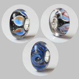 925 Silver 3D Flowers Petals Charm Glass Beads for Bracelet