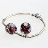 925 Silver Love Butterfly Flowers Charm Glass Beads for Bracelet