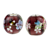 925 Silver Love Butterfly Flowers Charm Glass Beads for Bracelet